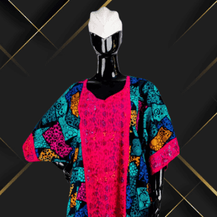 Ankara Gown with Lace Combo image 1